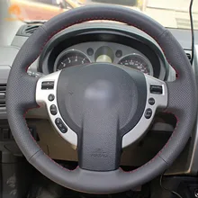 Top Leather Steering Wheel Hand-stitch on Wrap Cover For Nissan QASHQAI X-Trail NV200 Rogue x stitch