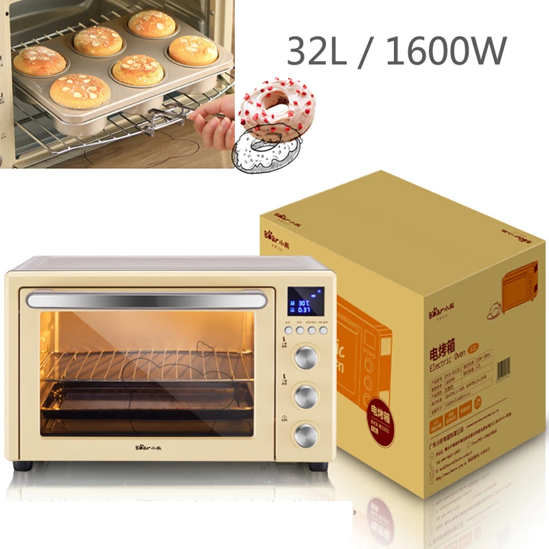 

15%JA83 Stainless Steel Electric Toaster Independent Temperature Control Electric Baking Oven with Grilled Fork 32L 1600W