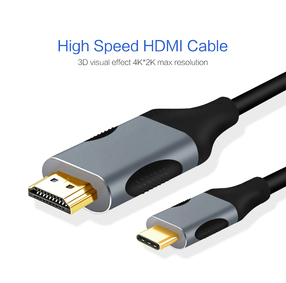 USB C к HDMI 4K кабель type C к HDMI USB-C Thunderbolt 3 для MacBook, ChromeBook, samsung S10/S9/S8+ huawei Mate20/10 Pro P20