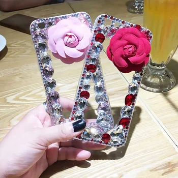 

XINGDUO for iphone 6s case Luxury Diamond Rhinestone Handmade Cover Rose Flower Handmade Case for iPhone 7/7Plus/6 Plus /5 5S 5C