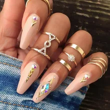 Rscvonm 5 шт./компл. на богемском винтажном стиле с украшением в виде кристаллов мяч Простой полый браслет в стиле Панк Личность НАК серебро Открытое кольцо Для женщин свадебные Юбилей подарок