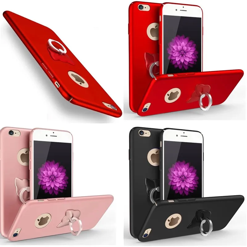 

Matte Hard Dream Shell Phone Cases For iPhone 8 7 Plus 6 6s 5 5s se Cover Ring Stand Holder Case For iphone 7 plus case luxury