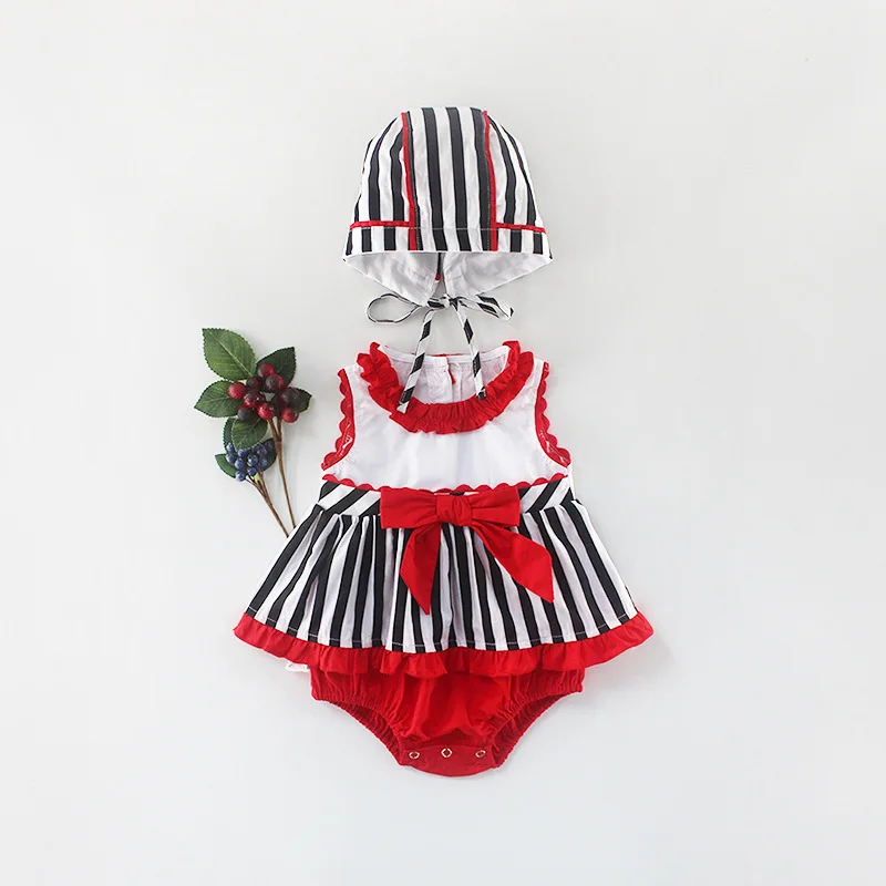 

2019 baby girl clothes sweet summer baby outfits bodysuit with cap