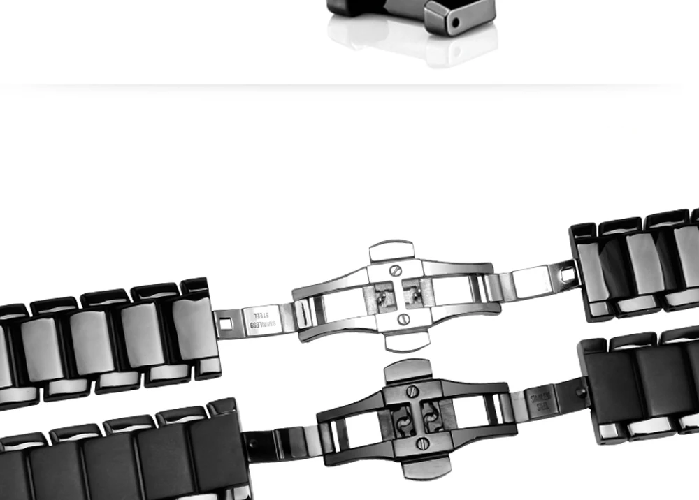 Керамическая цепочка 22 мм 24 мм черный керамический ремешок глянцевый и матирующий браслет для AR1451 1452