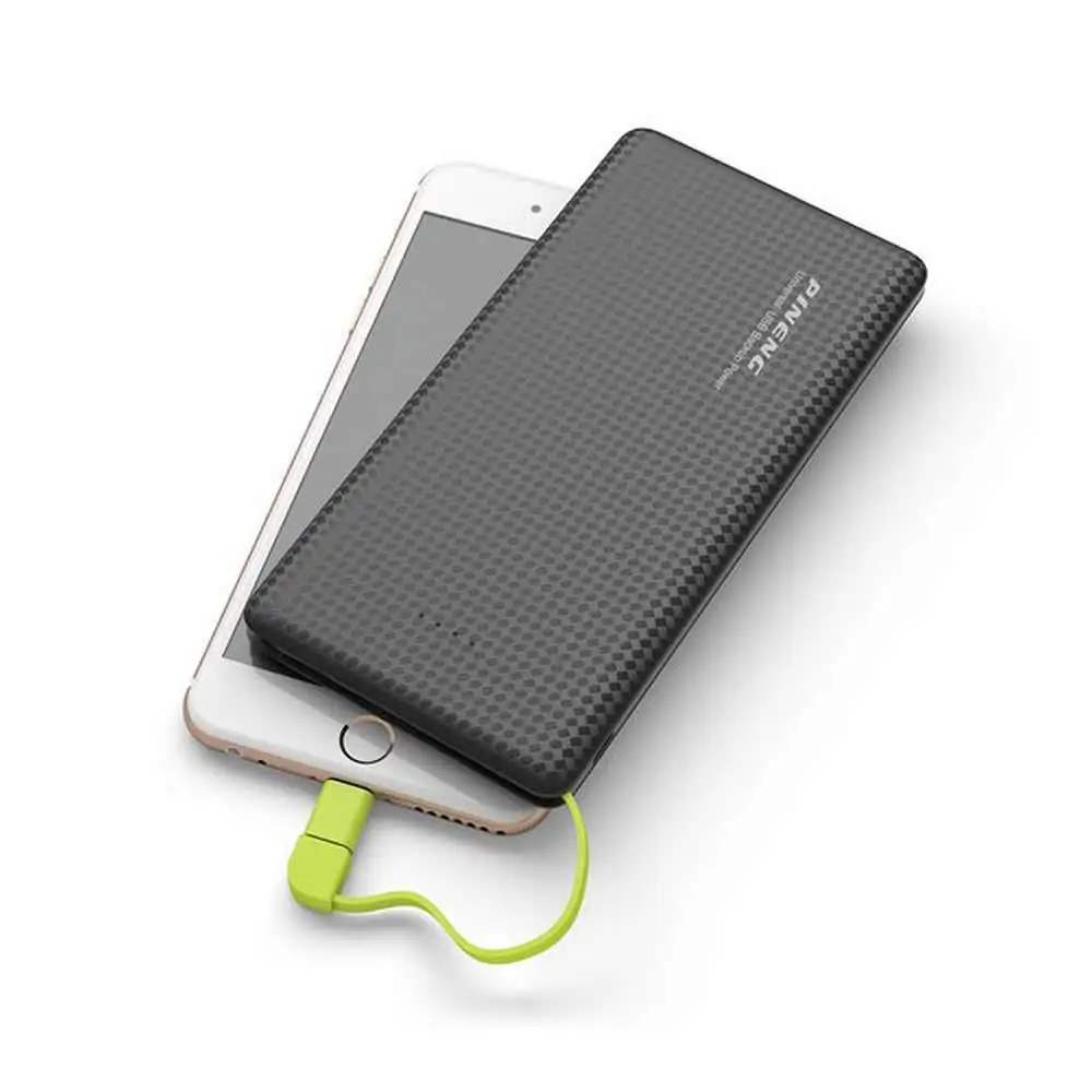 Original Pineng PN951 Power Bank 10000mAh USB BuiltIn Charging Cable External Battery Charger for iPhone8/X Samsung Xiaomi