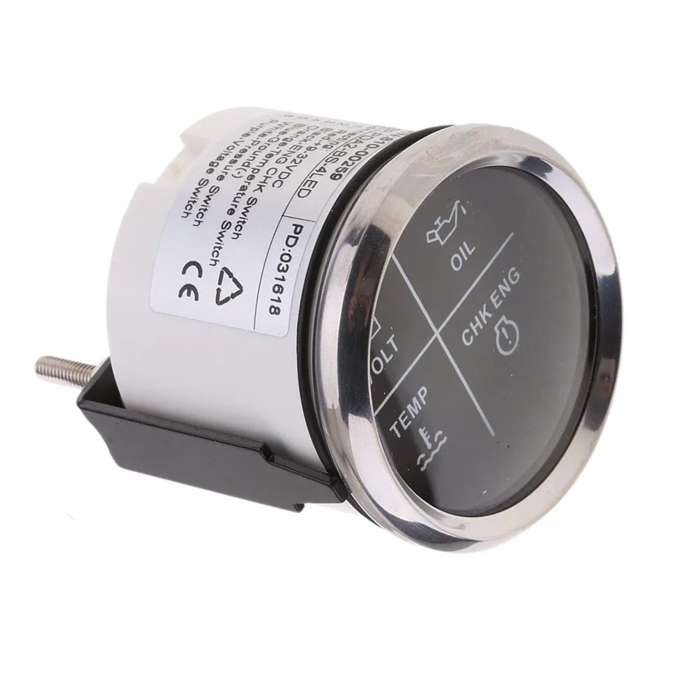 

52mm 4 LED Alarm Gauge Meter Volt Oil Pressure Water Temperature Engine Alarm 9-32 V With Backlight For BMW Auto Boat Yacht