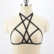 Пикантные портупея бюстгальтер готический Фетиш короткий топ бондаж бюстгальтер подвязки из полиэстера Эротическое белье бондаж страховочная система свадебная одежда