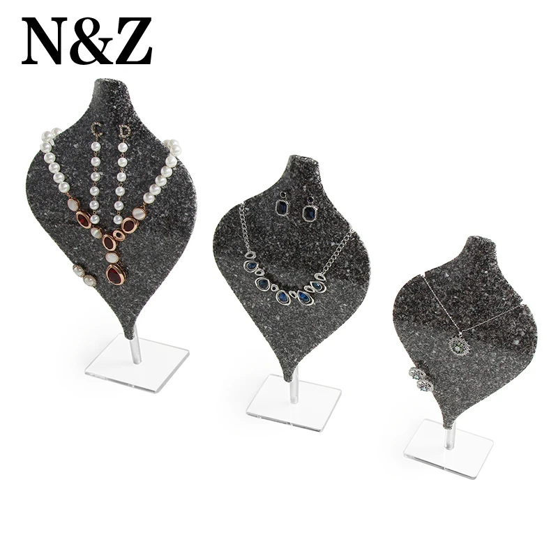N &amp Z 3 шт./компл. новая форма листа ожерелье стенд бюст микрофибра с акрилом для