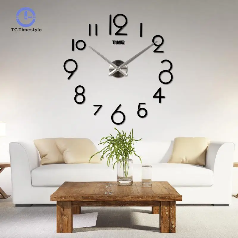 Creative DIY Wall Clock Living Room Bedroom Oversize Sticker 3D Acrylic Artistic And Stylish
