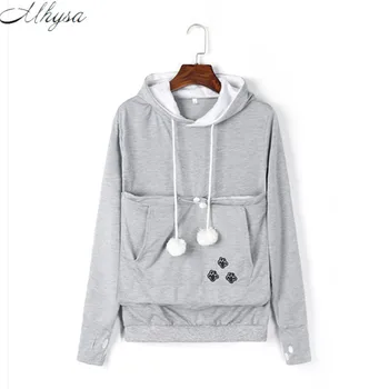 Mhysa Cartoon Hooded Lover Cats Kangaroo Long Sleeve Casual