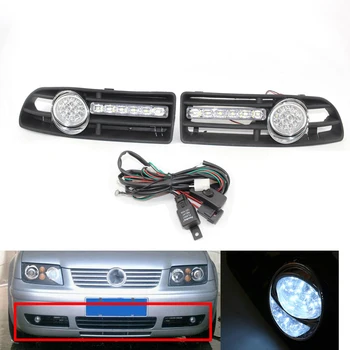 

Car GRILLE FOG Light LED Fit FOR VW JETTA BORA 99-04 With DRL (white)