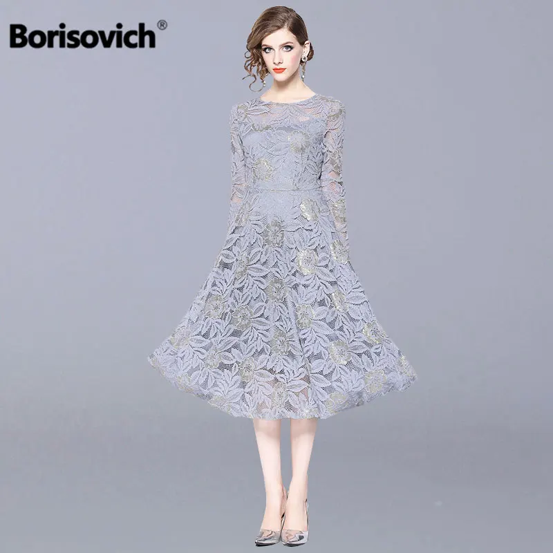 Женское повседневное длинное платье Borisovich роскошные Ажурные кружевные вечерние