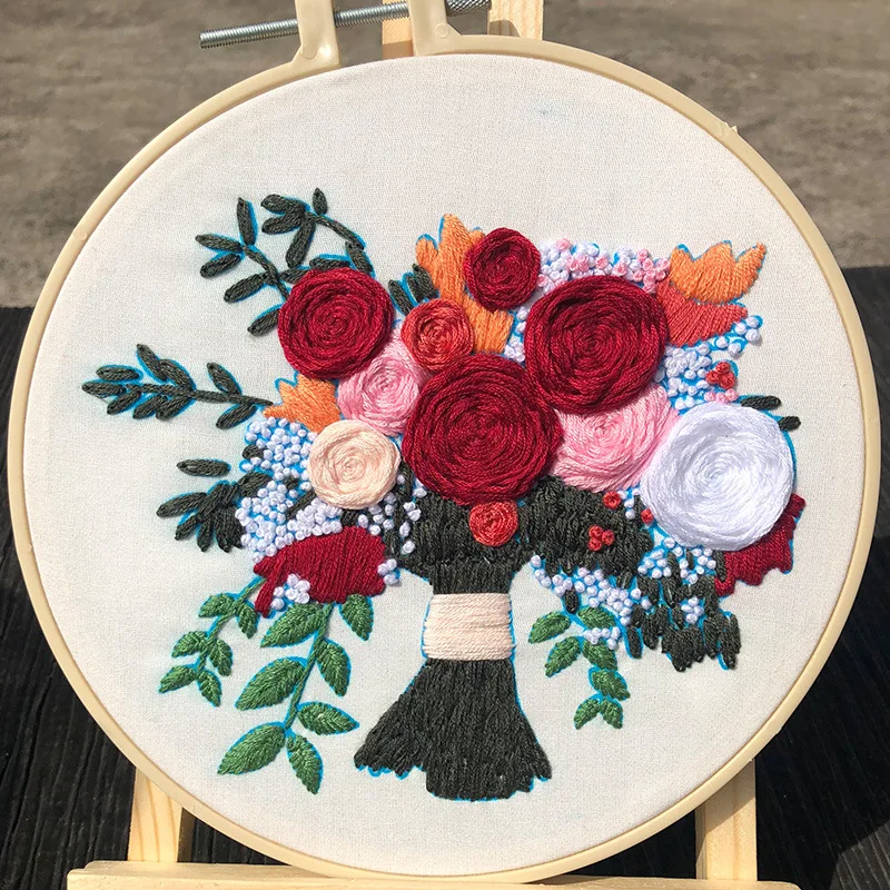 Hand Embroidery Kit 3d Novice Handmade Creative Diy Flowers European Materials Include Tutorials |