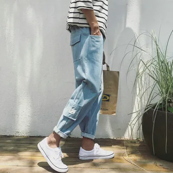 

2019 New Casual Wild Student Jeans Street Fashion Style Mens Jeans Korean version of the Trend Straight Pants Good Quality