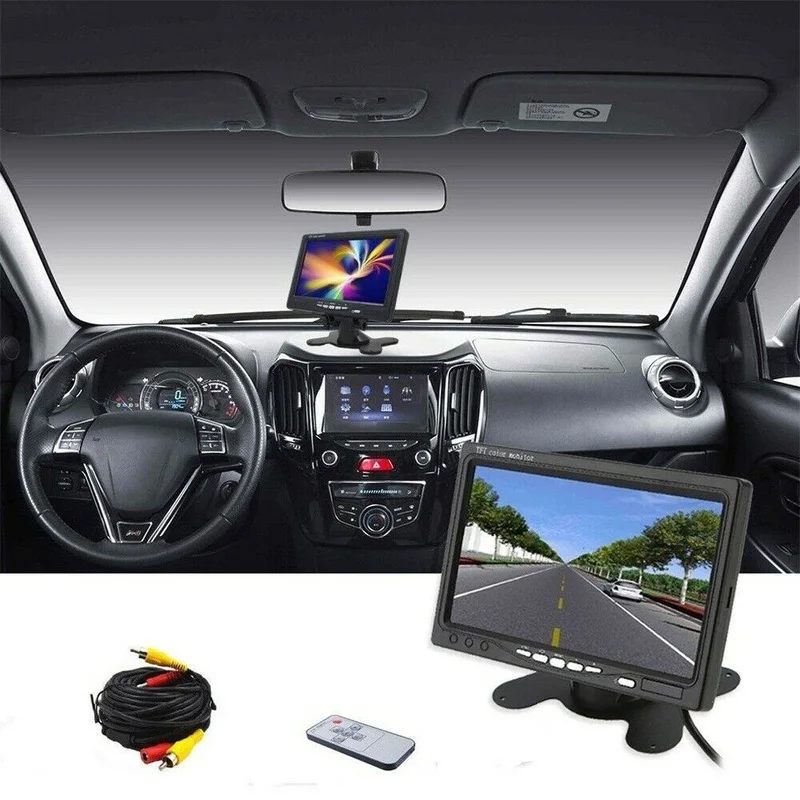 

7 "TFT LCD Wired Car Monitor HD Display Wired Reverse Camera Parking System for Car Rear View Monitors Video Players Accessories