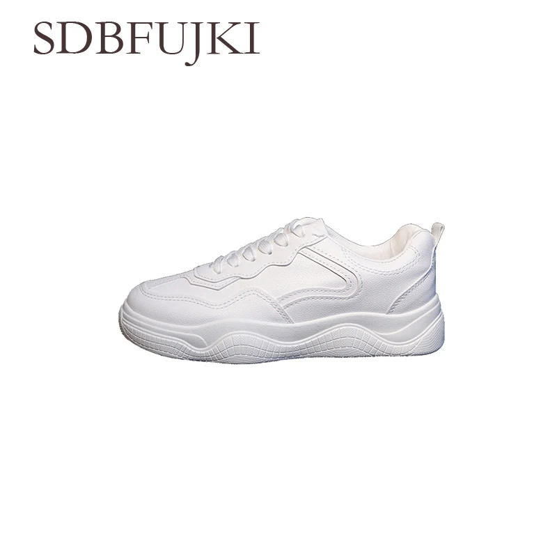

Vrouwen Sneakers 2019 Fashion Breathble Gevulkaniseerd Schoenen Pu leer Platform Lace up Casual Wit Zapatos De Mujer SDBFUJKI