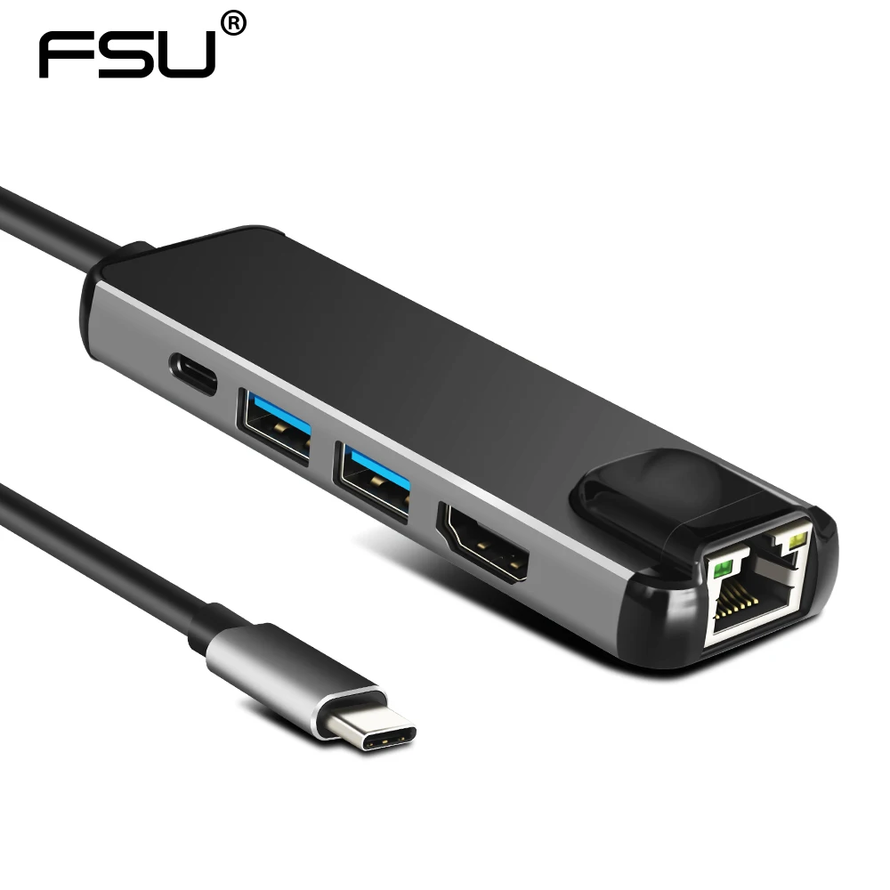 

USB C HUB 4K 1080P Type C to HDMI/USB 3.0/LAN Thunderbolt 3 USB-C Dock Adapter with PD for Macbook Pro Samsung S8/S9 Dex Mode