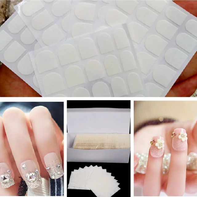 10sheets Clear Fake Nail Glue Tabs Double Side Self Adhesive Stickers