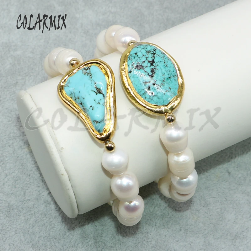 5 шт., жемчужные браслеты, браслеты из бисера, голубой камень,, ювелирные изделия, каменные браслеты, модные ювелирные изделия для женщин 5005