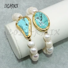 5 шт., жемчужные браслеты, браслеты из бисера, голубой камень,, ювелирные изделия, каменные браслеты, модные ювелирные изделия для женщин 5005