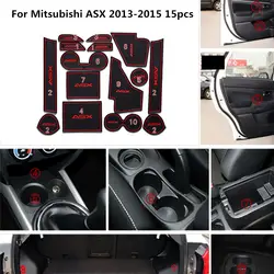 Двери Groove ворота Слот Pad Нескользящие коврики нескользящей чашки для Mitsubishi ASX 2013-2015 с логотипом защиты автомобиль-Стайлинг Acccessories