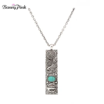 Vintage Indian Totem Pendant Necklace For Women Ethnic long Pendant Chain Necklace Fashion Jewelry Collier Colar Chunky Necklace