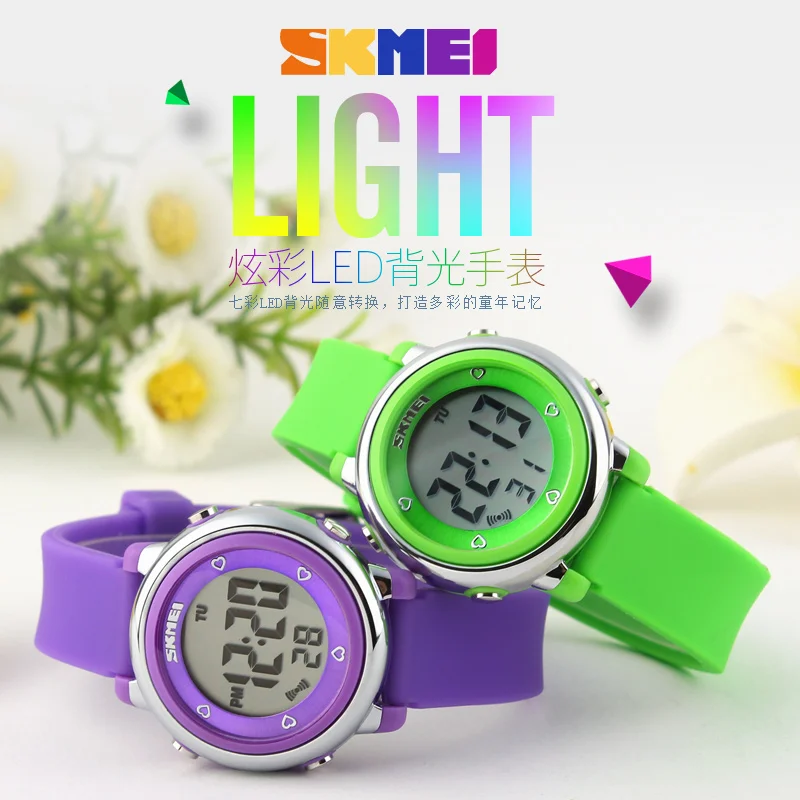 SKMEI Children watch LED Digital Sports Relojes Mujer Boys girls fashion Kids Cartoon Jelly Waterproof Wristwatches