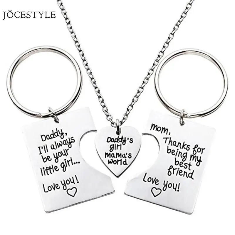 

Sweet 3pcs/Set Daddy Girl Mama Pendant Love 2 Key Chains Simple Key Rings Keychains Jewelry Family Gifts