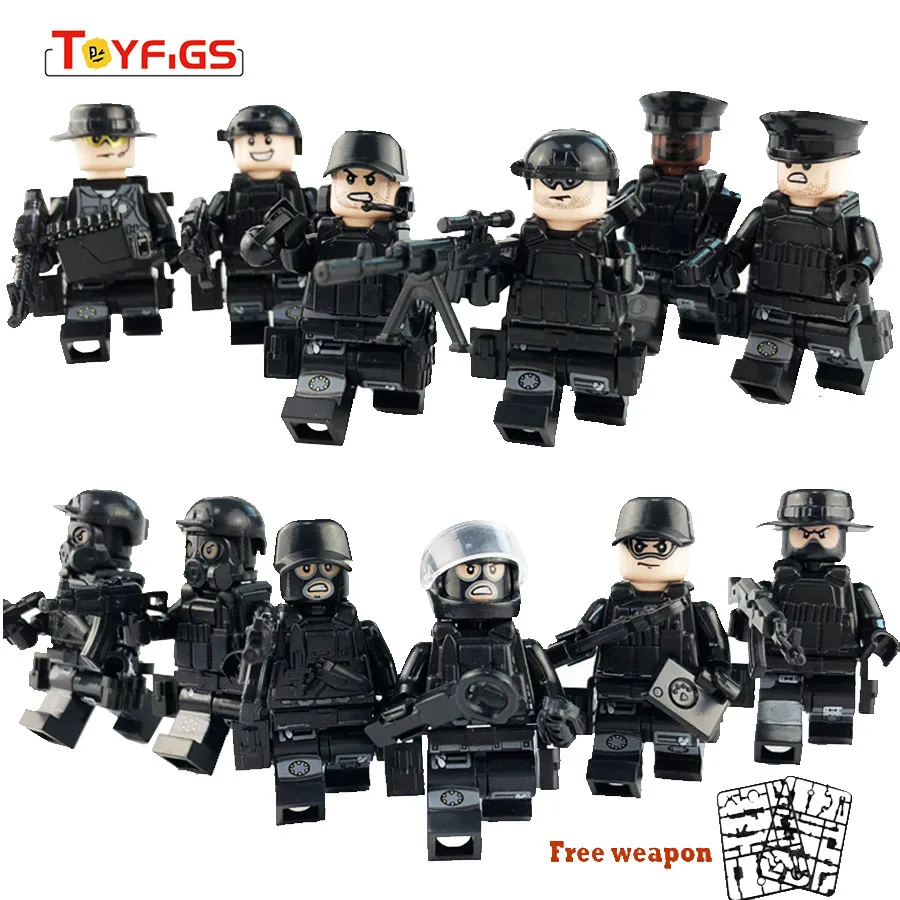 

12Pcs Military legoingly figures building blocks Weapons Compatible with Legoing Armed SWAT Toy birthday gift for children gh30