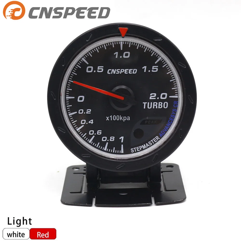 

CNSPEED 60MM Car Turbo Boost gauge Red & White Lighting BAR Type Black Face Pressure Gauge Car Meter YC101347
