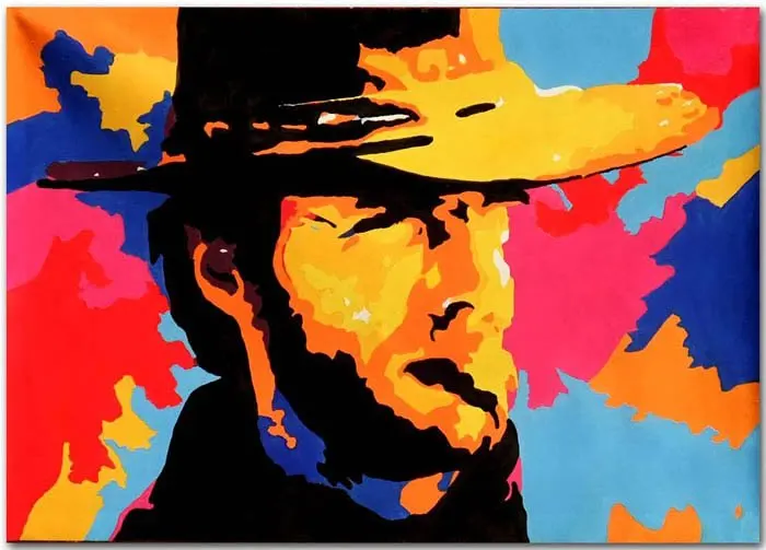 

Hand Painted Contemporary Modern Clint Eastwood Western Colorfull Pop art Paintings On Canvas oLo PP034