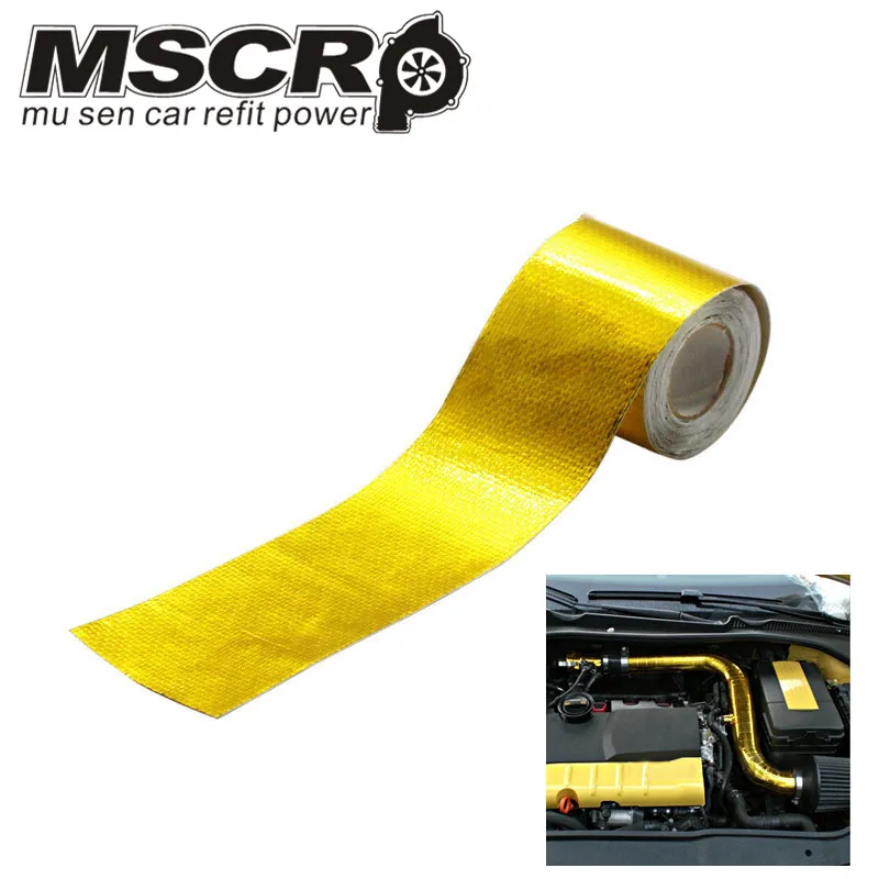

FIBER GLASS 2"x5 Meter Roll SELF ADHESIVE REFLECT A GOLD HEAT WRAP BARRIER Hot Selling FOR HONDA/VW/BMW All Intake pipe