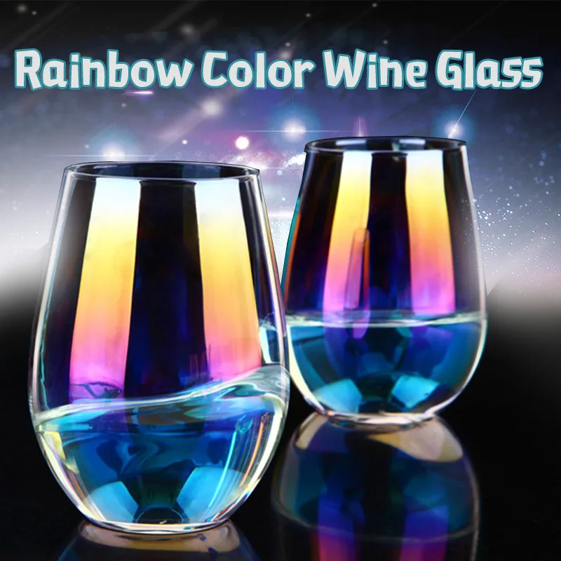 

Beautiful 1/2 Pcs 500ml Rainbow Crystal Rainbow Goblet Fading Colorful Coffee Glass Cocktail Cup Coffee Wedding Tableware