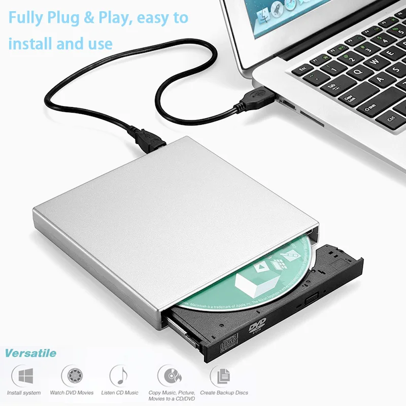 

Portable Ultra-thin USB 2.0 External DVD Combo CD-RW Burner Drive CD DVD ROM For PC Computer Laptop Mobile External Drive