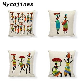 

45*45cm Cushion Cover African Tribal Women's Clothing Ornaments Neckties And Other Original Design Of The PillowcaseHome Decor