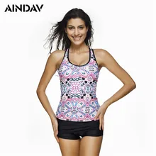 AINDAV женский пляжный купальник с принтом, комплект танкини из двух предметов с шортами для мальчиков, пуш-ап, купальный костюм с ремешками, купальники, большие размеры XXXL