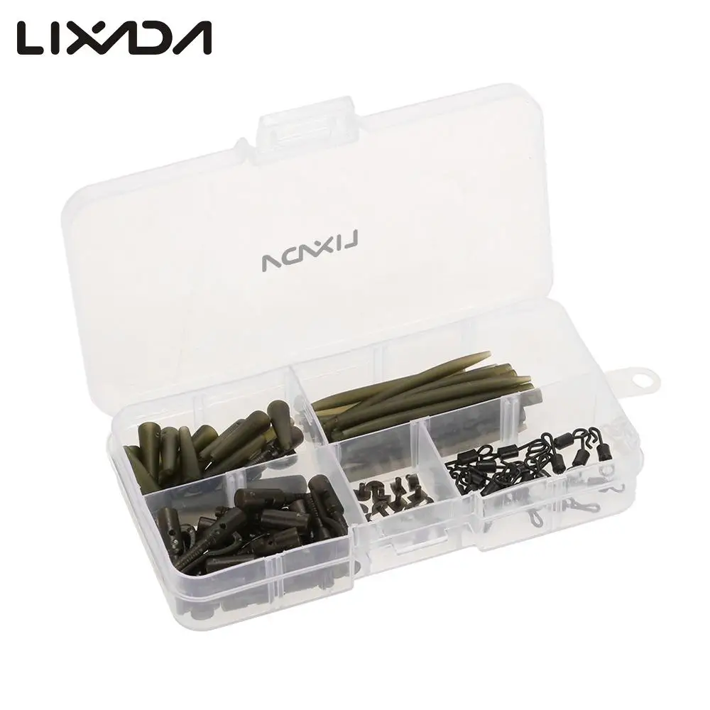 

Lixada 100pcs Terminal Carp Safety Lead Clips with Pins Ocean Fish Tail Rubber Tubes Anti Tangle Sleeves Fishing Tackle Pesca