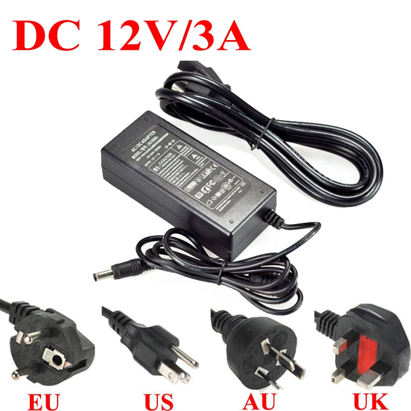 

AC 85-245V To DC 12V 3A Power Supply Adapter For Led Light Strip 2.1MM X 5.5MM