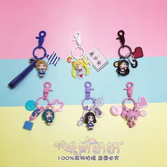 

New Cute Sailor Moon Cartoon Doll Keychain Cosplay Cute Pendant for Women Girl Bag Charms Accessories Car Decoration Key Ring