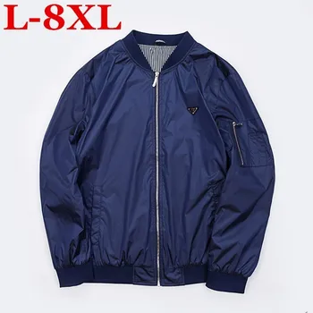 

plus size 8XL 7XL Spring Autumn Casual Solid Fashion Slim Bomber Jacket Men Overcoat Baseball Jackets Men's streetwear Jacket