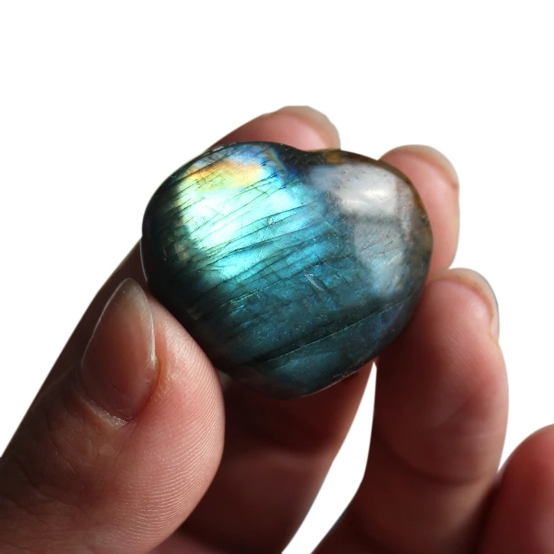 

Natural Crystal Semi-Gemstone Labradorite Moonstone Love Pendant Heart-Shaped Ocean Heart Blue Moonlight