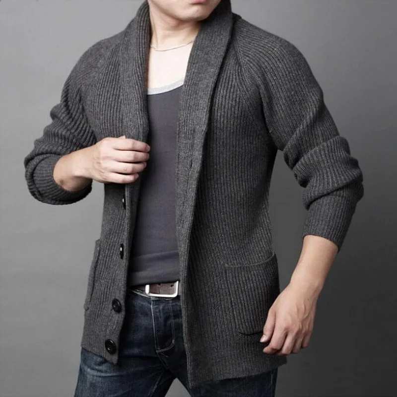 VXO Men autumn plus size Cardigans Men Casual Sweater Thick Warm Autumn