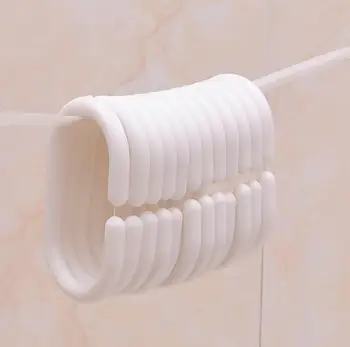 

12pcs/pack Shower Curtain Hook Hanger Plastic Ring Bath Drape Loop Clasp SN1358
