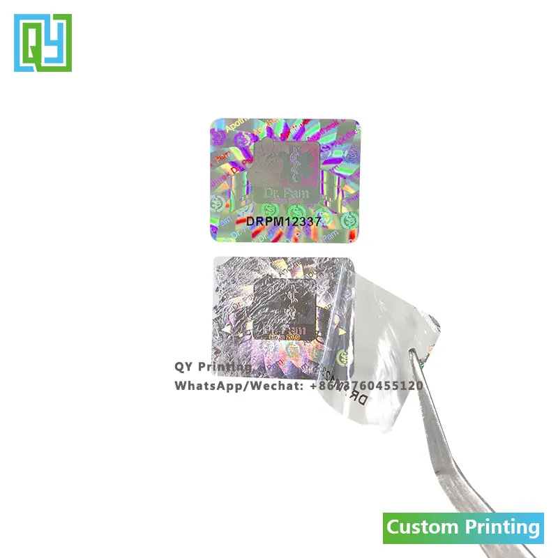 

10000pcs 20x17mm free shipping cheap custom hologram sticker serial number barcode labels security one time used silver foil tag