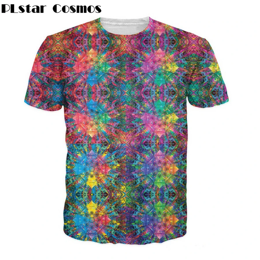Летняя футболка PLstar Cosmos 2019 в новом стиле с фонариками красочная психоделическая