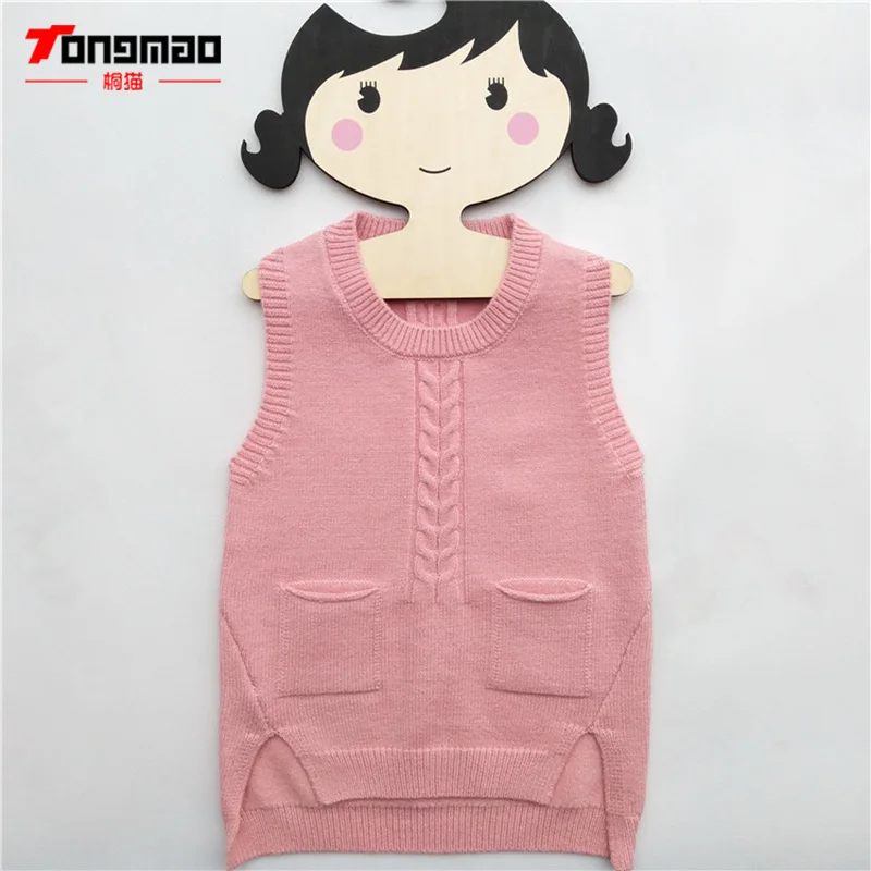 

Children Girls Sweaters Casual Solid O-Neck Knitted Baby Girls Pullover Vest Kids Girls Long Warm Wool Sweaters Children Clothes