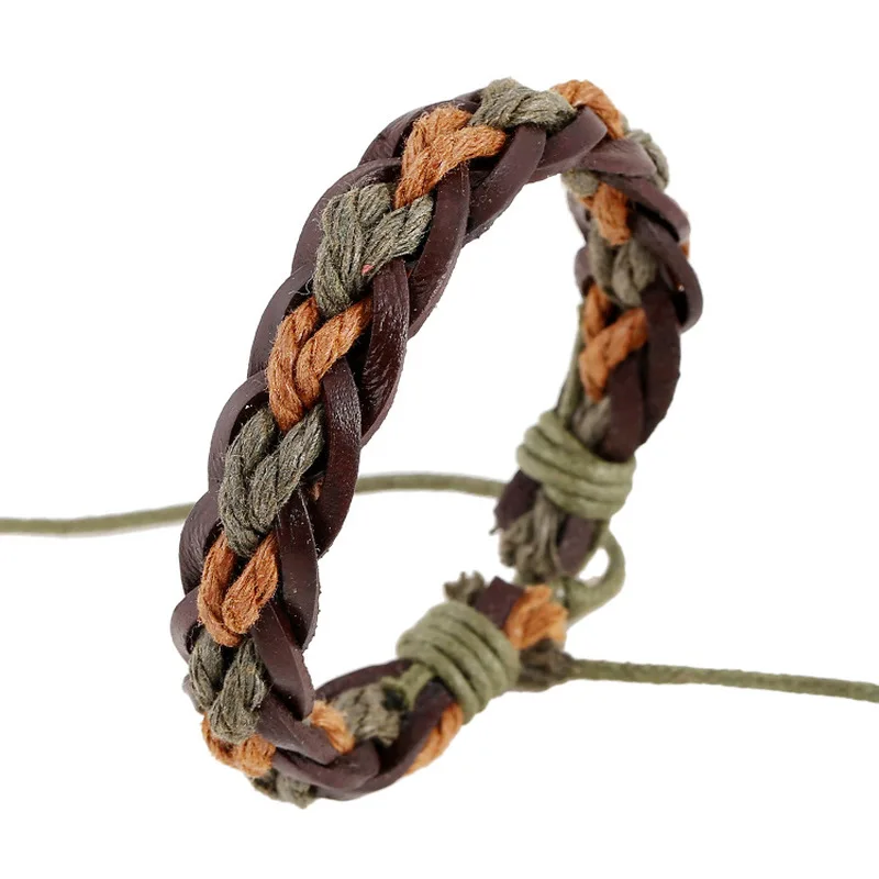 

Japanese and Korean Fashion Simple Handmade Jewelry Men Women Couple Woven Adjustable Leather Bracelet Accessories