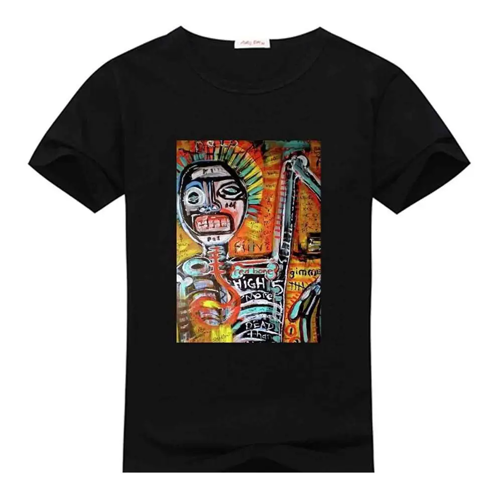 100% хлопок diyshirt Jean Michel Basquiat T-Shirt Мужская Классическая футболка из хлопка с