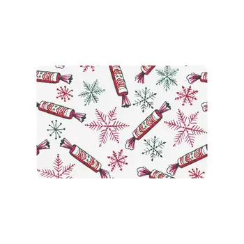 

Watercolor Christmas Candies Anti-slip Door Mat Home Decor, New Year Candy Indoor Outdoor Entrance Doormat Rubber Backing