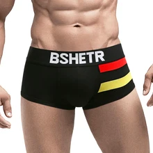 Мужское нижнее белье BSHETR, брендовые боксеры, дышащие боксеры Cueca, мужские хлопковые трусы, сексуальные u-образные выпуклые трусы, домашняя одежда, шорты для геев
